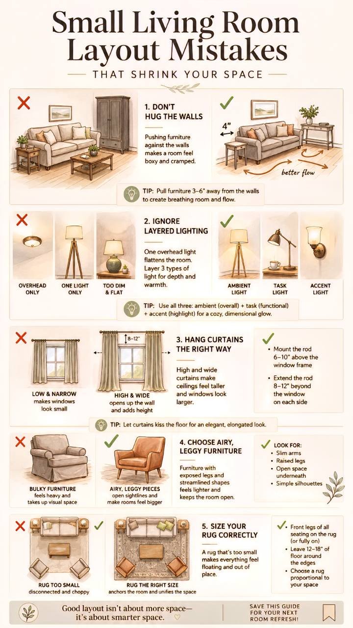 Small living room layout mistakes and better alternatives